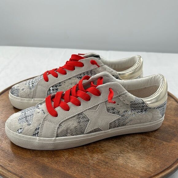 Steve Madden Shoes - Steve Madden Shoes Wm 10 M Philosophy Lace Up Star Houndstooth Metallic Gold